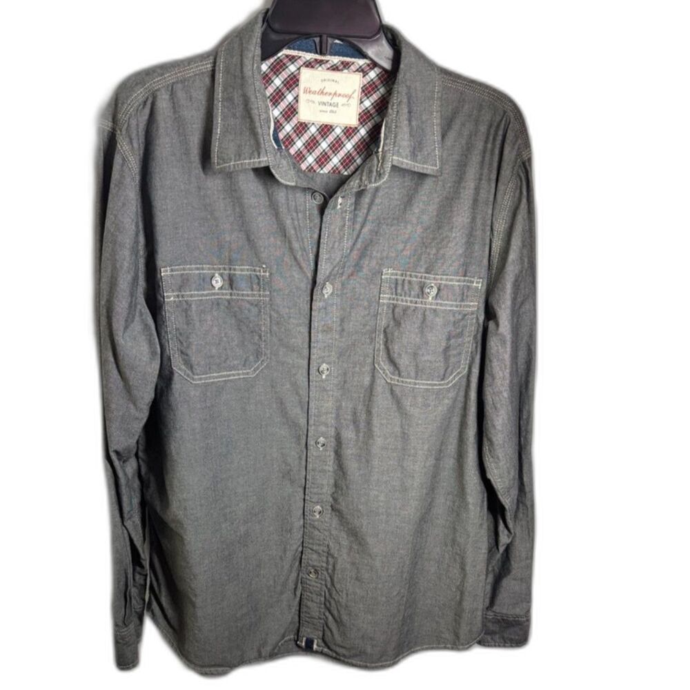 Original Weatherproof Vintage Men’s Gray Chambray Work Shirt L